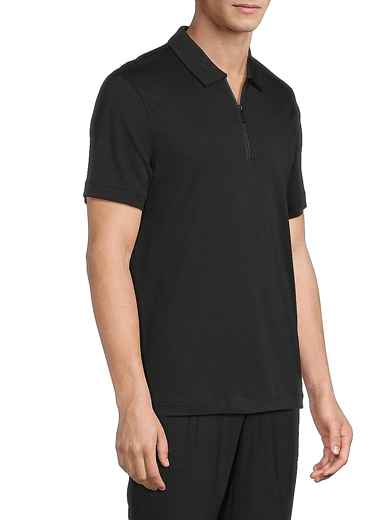 Sleek Interlock Zip Polo Shirt