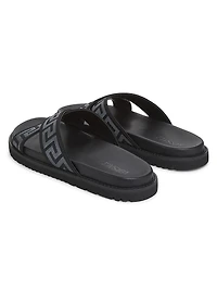 Greek Key Strap Flat Sandals