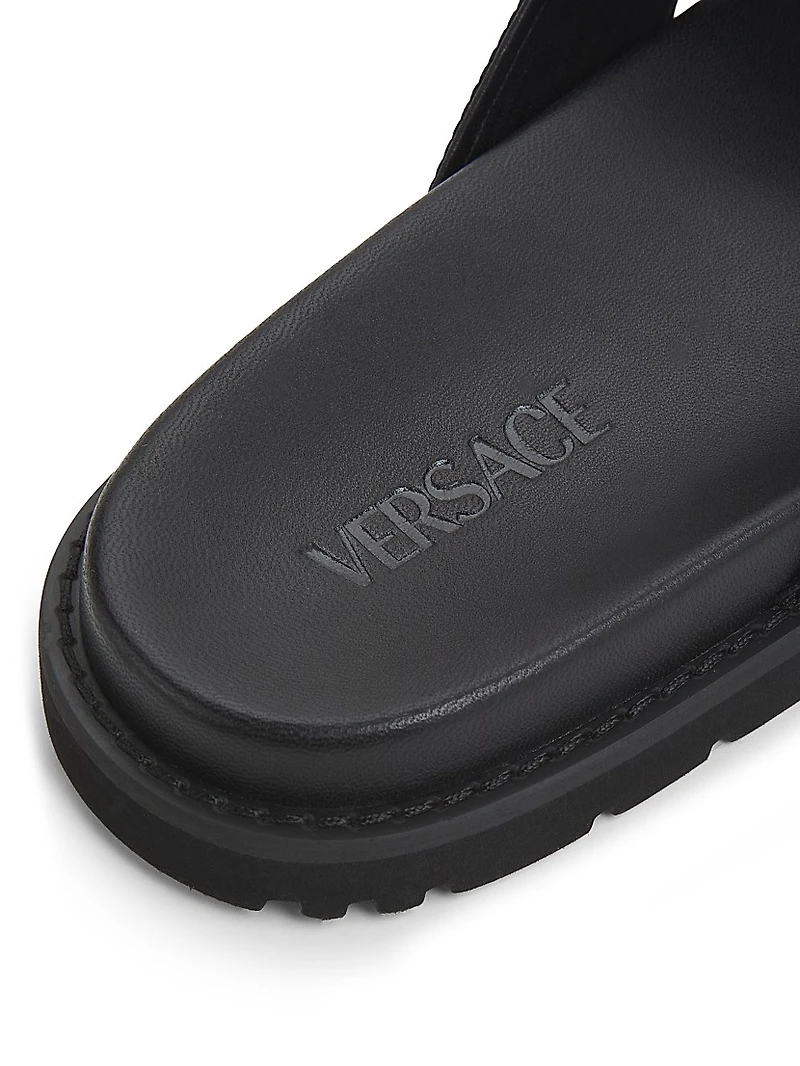 Greek Key Strap Flat Sandals