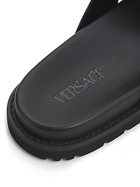 Greek Key Strap Flat Sandals