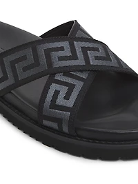Greek Key Strap Flat Sandals