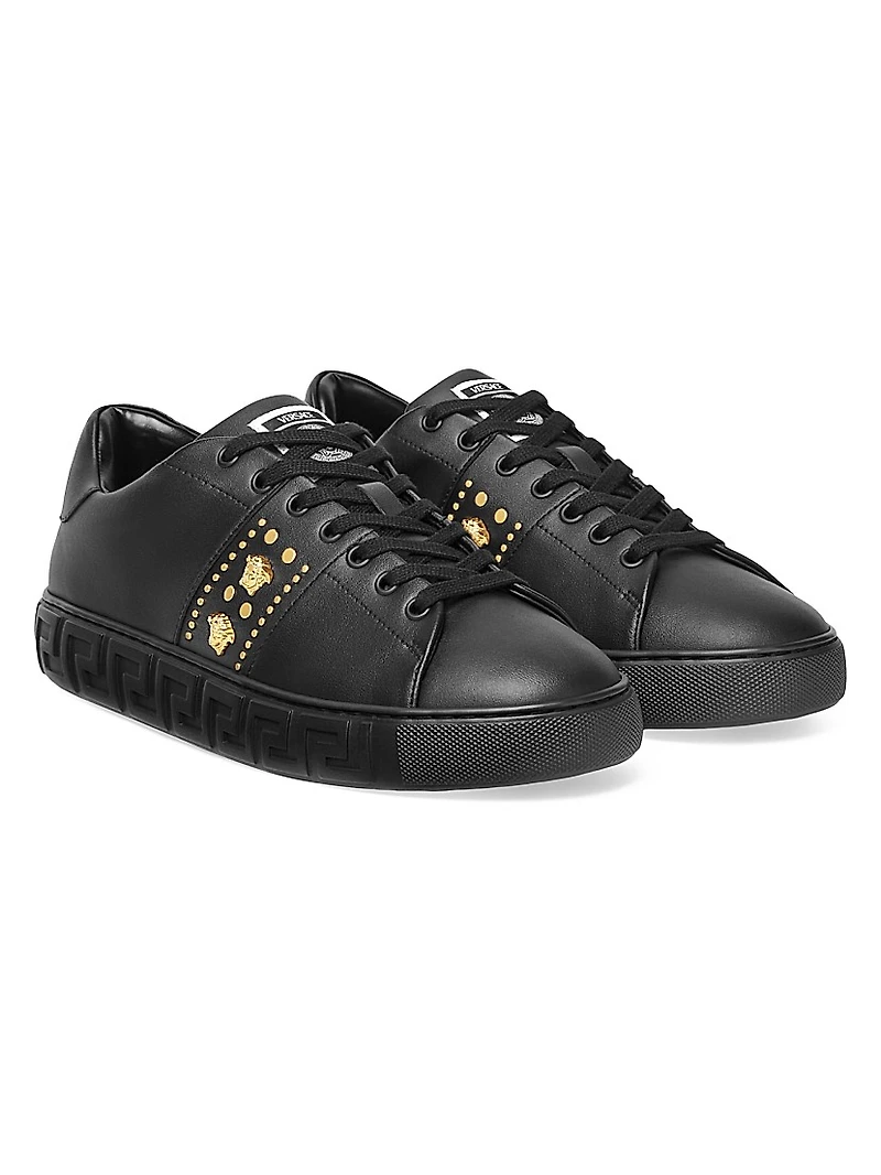 Medusa Studded Low-Top Sneakers