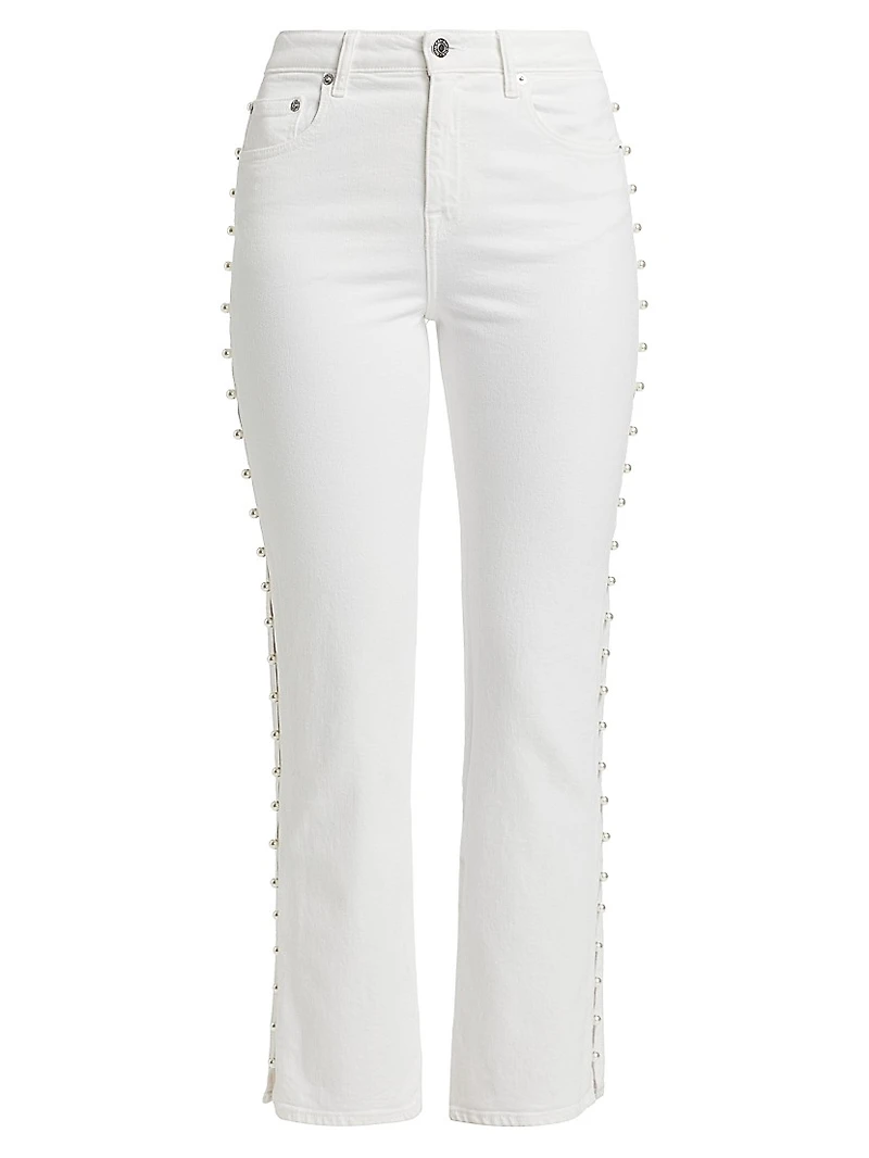 Amelia Pearl Embellished High-Rise Jeans