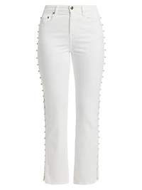 Amelia Pearl Embellished High-Rise Jeans