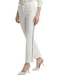 Amelia Pearl Embellished High-Rise Jeans