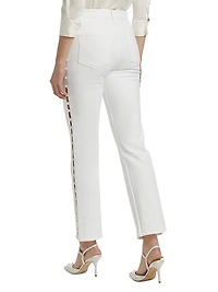 Amelia Pearl Embellished High-Rise Jeans