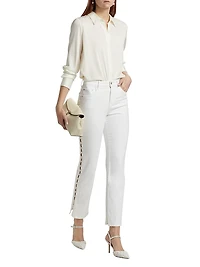 Amelia Pearl Embellished High-Rise Jeans