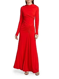 Ferrera Long-Sleeve Gathered Maxi Dress