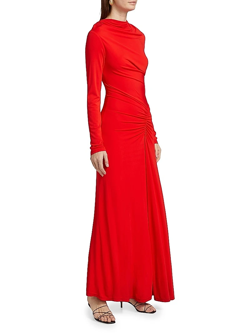 Ferrera Long-Sleeve Gathered Maxi Dress