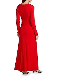 Ferrera Long-Sleeve Gathered Maxi Dress