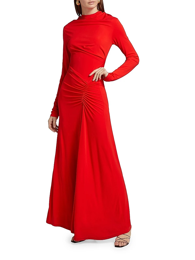 Ferrera Long-Sleeve Gathered Maxi Dress