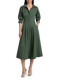 Jazz Pintucked Midi Shirtdress