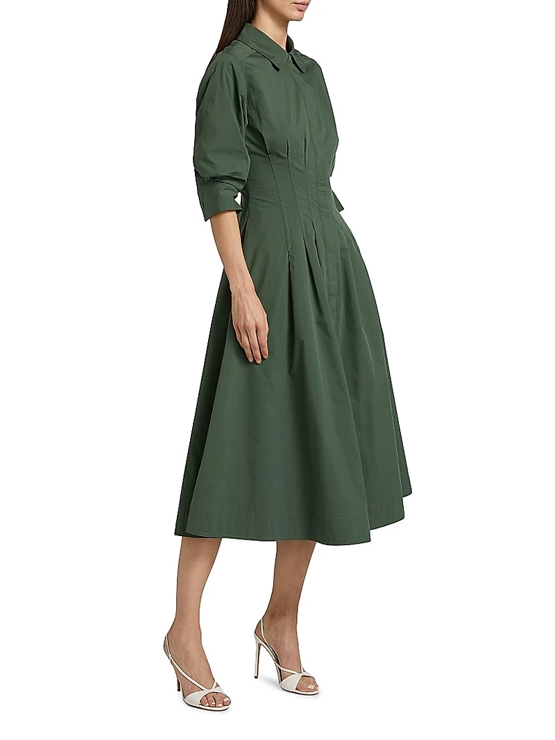 Jazz Pintucked Midi Shirtdress