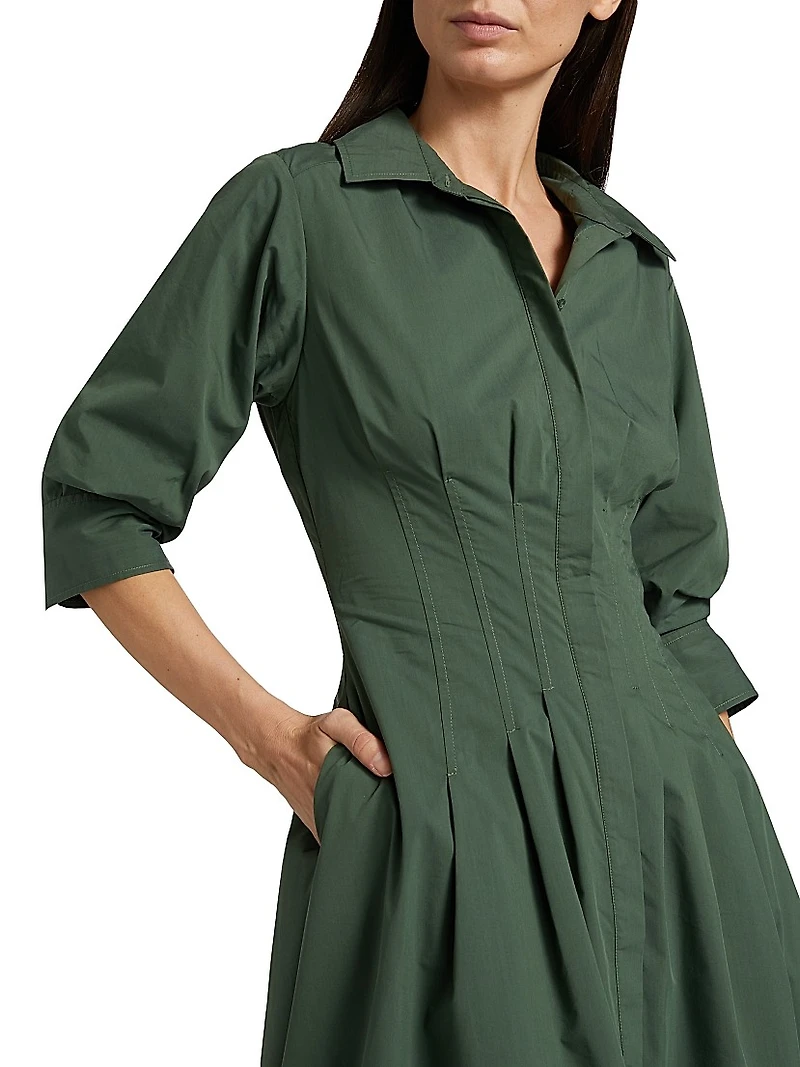 Jazz Pintucked Midi Shirtdress
