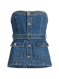 Cyan Belted Bustier Top