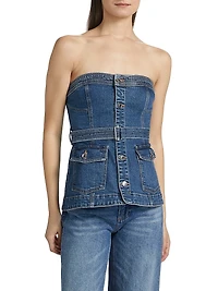 Cyan Belted Bustier Top