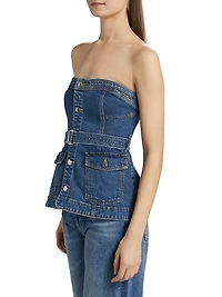 Cyan Belted Bustier Top