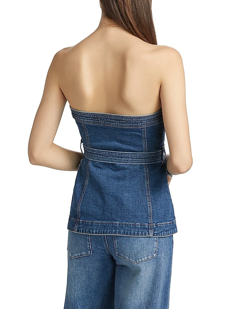 Cyan Belted Bustier Top