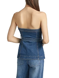 Cyan Belted Bustier Top