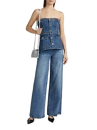 Cyan Belted Bustier Top