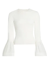 Agata Ribbed Poplin-Cuff Top