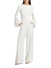 Agata Ribbed Poplin-Cuff Top