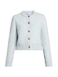 Bouclé Knit Crewneck Cardigan
