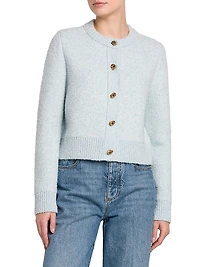 Bouclé Knit Crewneck Cardigan