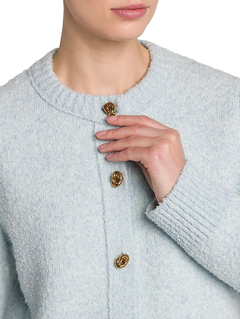 Bouclé Knit Crewneck Cardigan