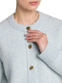 Bouclé Knit Crewneck Cardigan