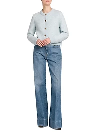 Bouclé Knit Crewneck Cardigan