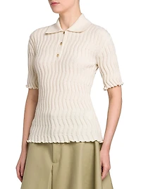 Stretch Wool Knit Polo Shirt