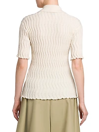 Stretch Wool Knit Polo Shirt