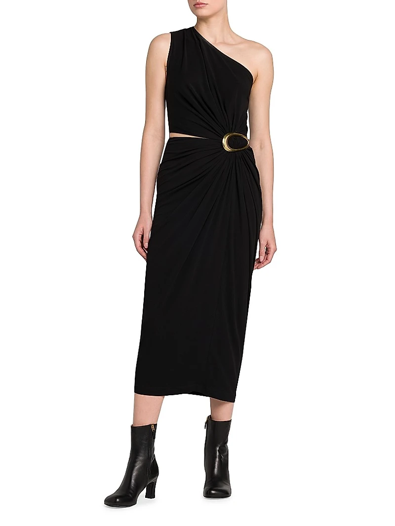 Crepe Jersey Cut-Out Midi-Dress