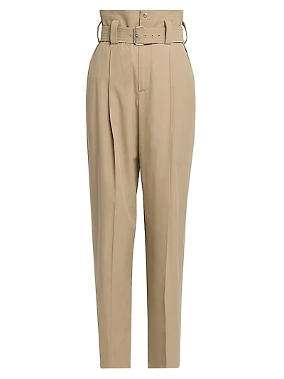 Belted Compact Cotton Trousers
