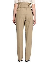 Belted Compact Cotton Trousers