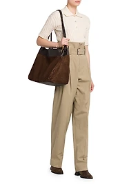 Belted Compact Cotton Trousers
