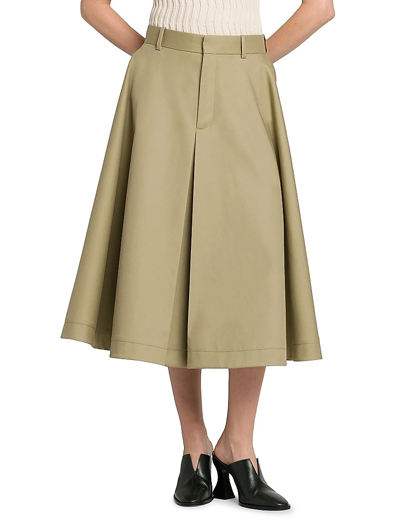 Fine Compact Cotton Twill Skirt
