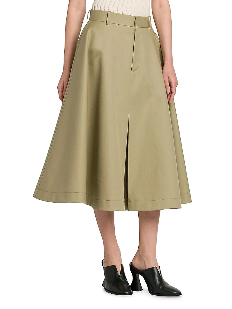 Fine Compact Cotton Twill Skirt