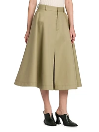 Fine Compact Cotton Twill Skirt