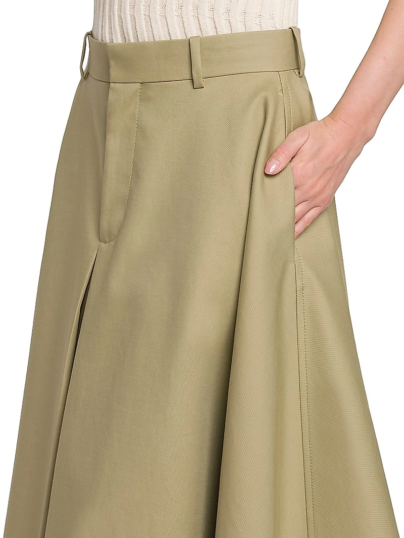 Fine Compact Cotton Twill Skirt