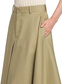 Fine Compact Cotton Twill Skirt