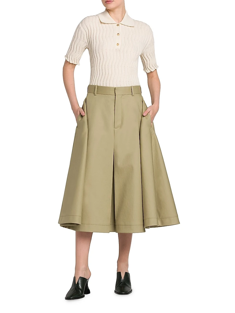 Fine Compact Cotton Twill Skirt