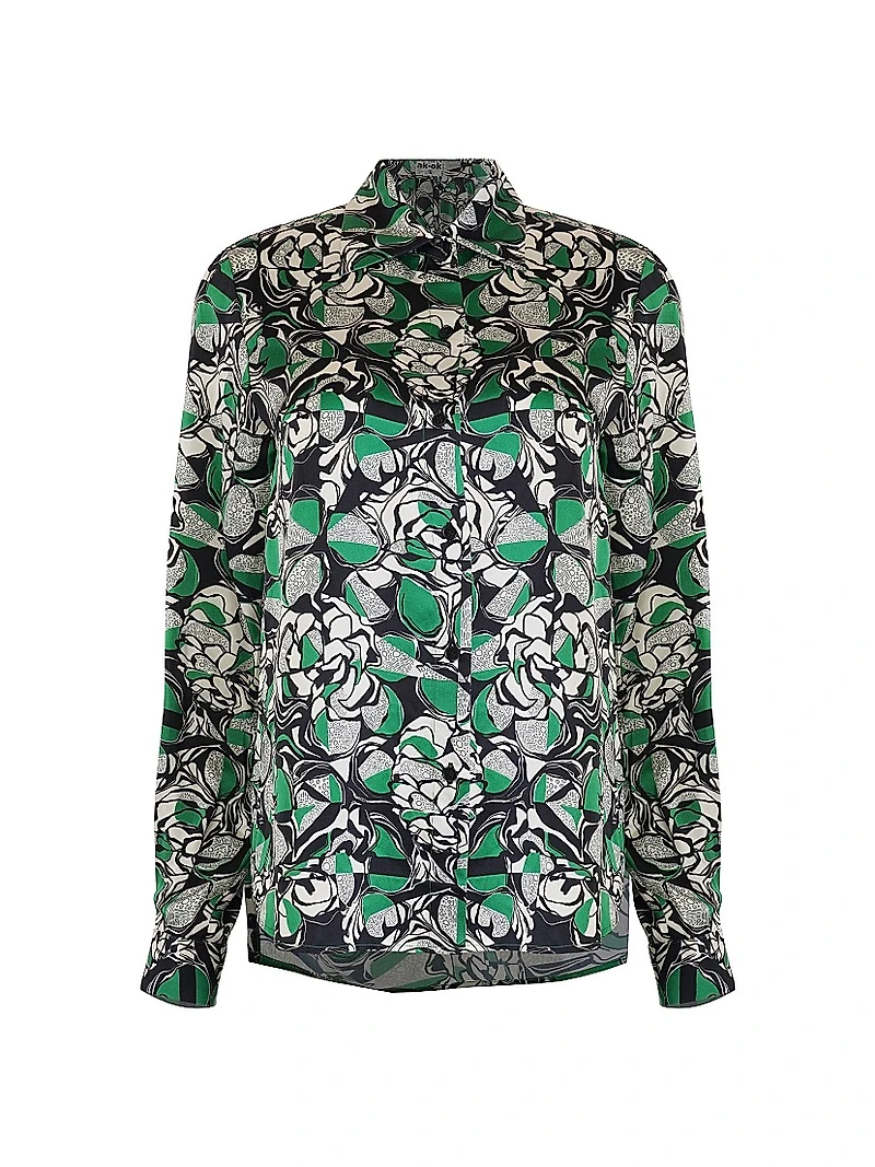 Graphic Floral Silk Shirt