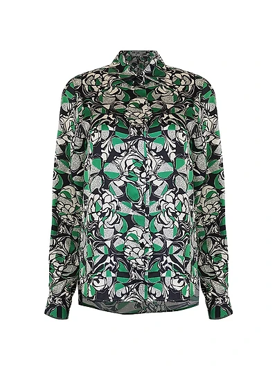 Graphic Floral Silk Shirt