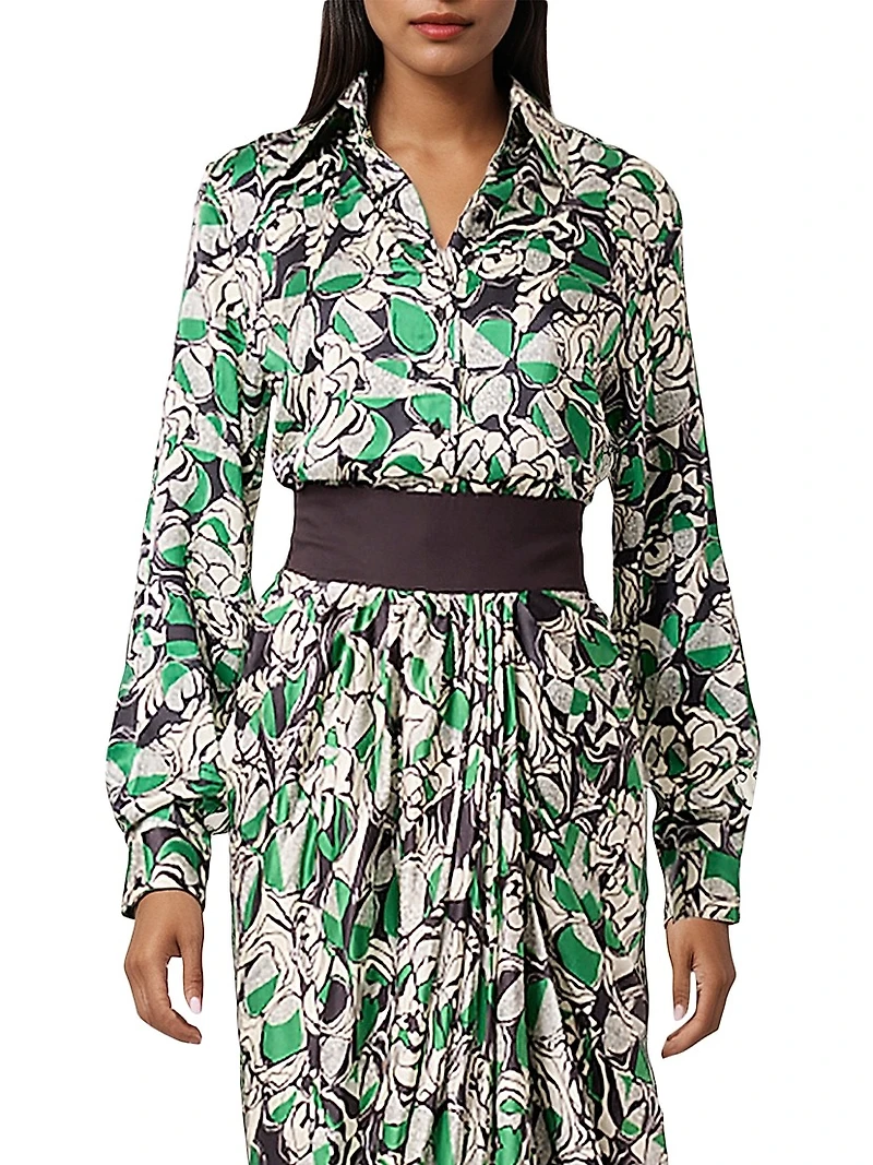 Graphic Floral Silk Shirt