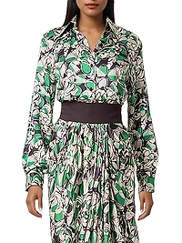 Graphic Floral Silk Shirt