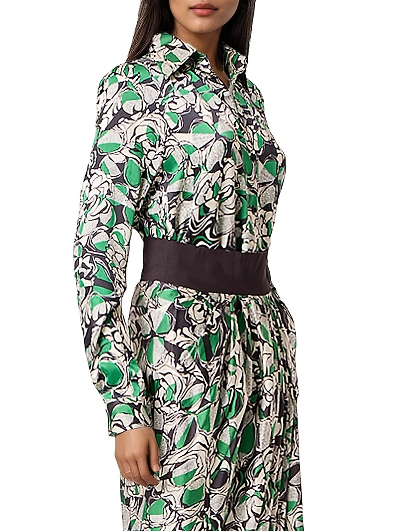 Graphic Floral Silk Shirt