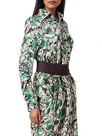 Graphic Floral Silk Shirt