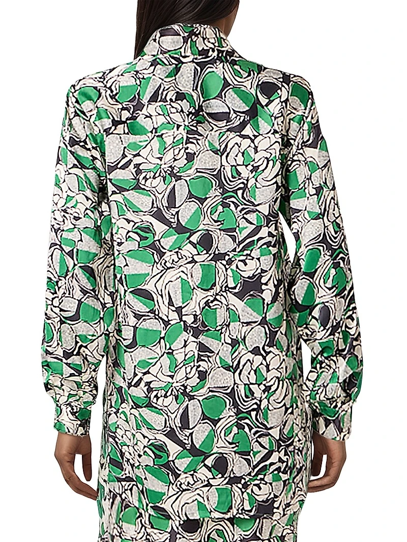 Graphic Floral Silk Shirt